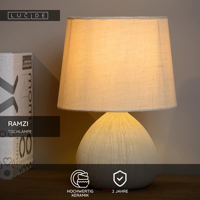 Lucide RAMZI - Tischlampe - Ø 18 cm - 1xE14 - Beige